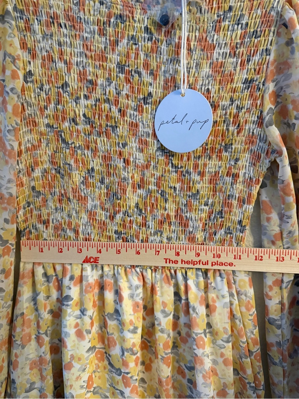 NWT Petal & Pup Rachel Dress -Floral Smocked Tiered Dress - Peach Floral Size 0 - Picture 10 of 12